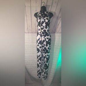 New cow print sleeveless Bodycon midi dress size small